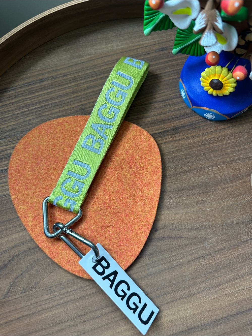 NWT BAGGU Logo Keychain Citron Colorway